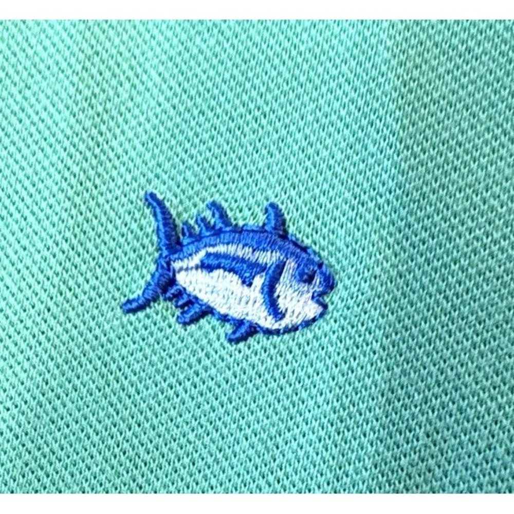 Southern Tide Skipjack Polo Men's L Green Solid Short Sleeve Stretch Logo